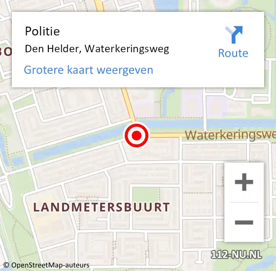 Locatie op kaart van de 112 melding: Politie Den Helder, Waterkeringsweg op 16 oktober 2017 18:02