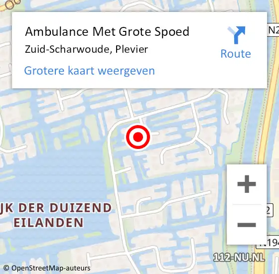 Locatie op kaart van de 112 melding: Ambulance Met Grote Spoed Naar Zuid-Scharwoude, Plevier op 4 februari 2014 11:54