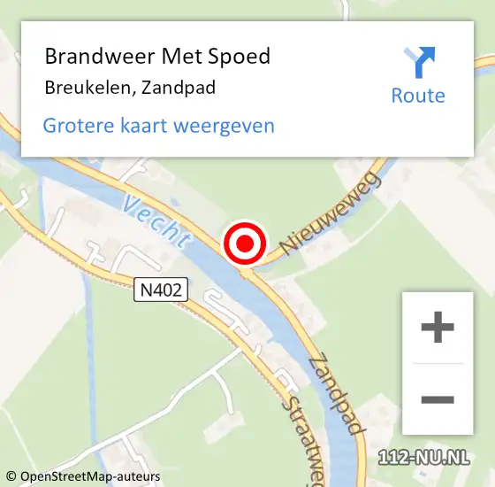 Locatie op kaart van de 112 melding: Brandweer Met Spoed Naar Breukelen, Zandpad op 16 oktober 2017 19:24