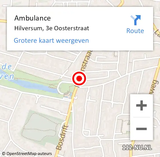 Locatie op kaart van de 112 melding: Ambulance Hilversum, 3e Oosterstraat op 4 februari 2014 11:55