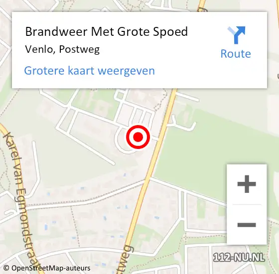 Locatie op kaart van de 112 melding: Brandweer Met Grote Spoed Naar Venlo, Postweg op 16 oktober 2017 20:31