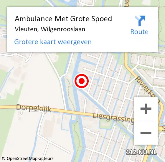 Locatie op kaart van de 112 melding: Ambulance Met Grote Spoed Naar Vleuten, Wilgenrooslaan op 16 oktober 2017 20:40