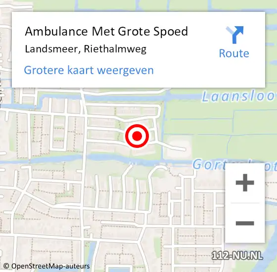 Locatie op kaart van de 112 melding: Ambulance Met Grote Spoed Naar Landsmeer, Riethalmweg op 16 oktober 2017 20:40