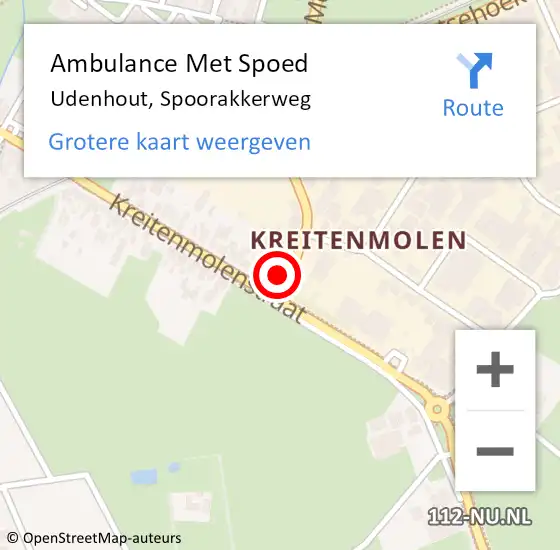 Locatie op kaart van de 112 melding: Ambulance Met Spoed Naar Udenhout, Spoorakkerweg op 16 oktober 2017 20:49