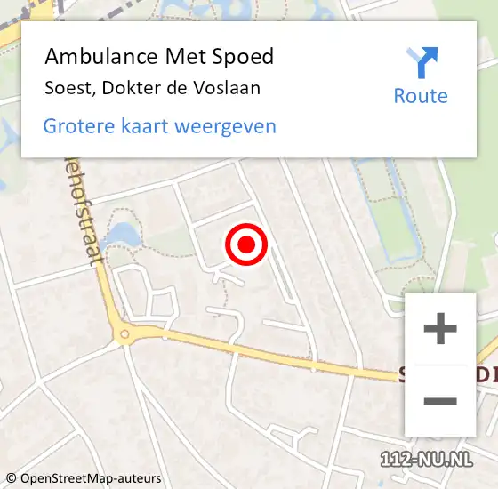 Locatie op kaart van de 112 melding: Ambulance Met Spoed Naar Soest, Dokter de Voslaan op 16 oktober 2017 20:53