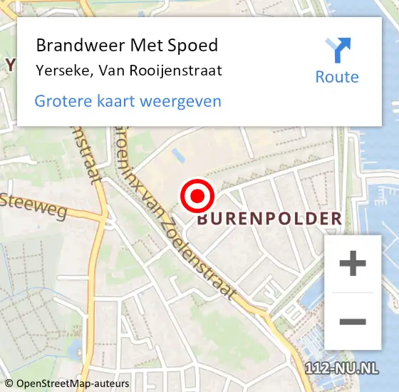 Locatie op kaart van de 112 melding: Brandweer Met Spoed Naar Yerseke, Van Rooijenstraat op 16 oktober 2017 22:21