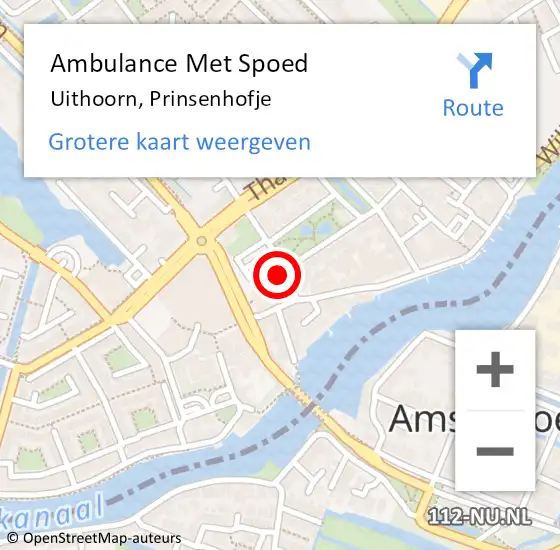 Locatie op kaart van de 112 melding: Ambulance Met Spoed Naar Uithoorn, Prinsenhofje op 16 oktober 2017 22:57