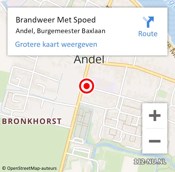 Locatie op kaart van de 112 melding: Brandweer Met Spoed Naar Andel, Burgemeester Baxlaan op 16 oktober 2017 23:05