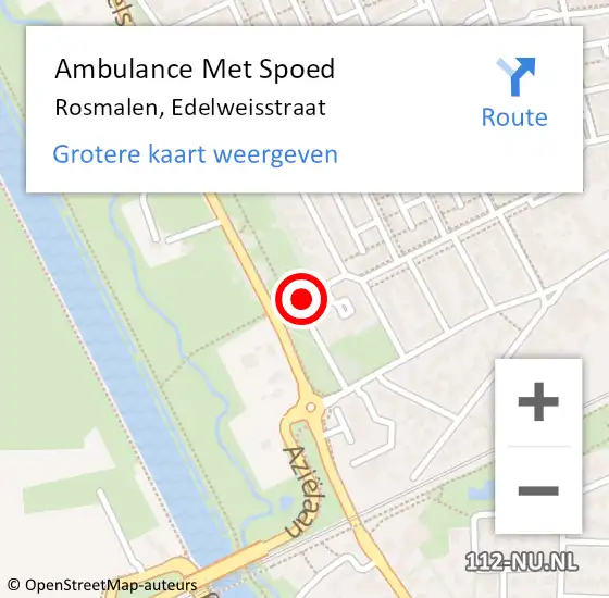 Locatie op kaart van de 112 melding: Ambulance Met Spoed Naar Rosmalen, Edelweisstraat op 16 oktober 2017 23:24