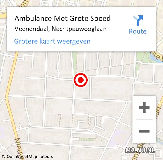 Locatie op kaart van de 112 melding: Ambulance Met Grote Spoed Naar Veenendaal, Nachtpauwooglaan op 17 oktober 2017 00:21