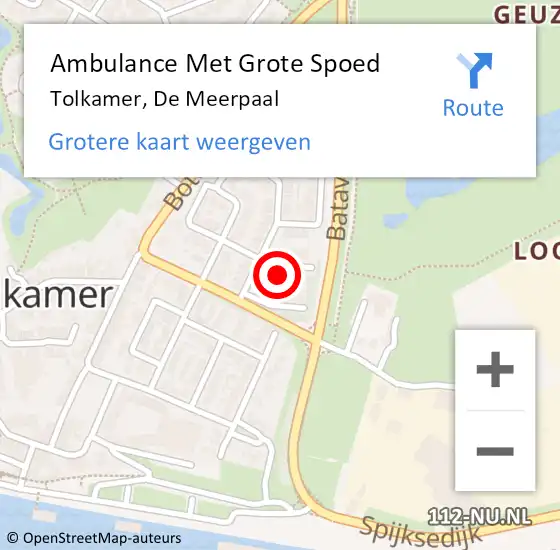 Locatie op kaart van de 112 melding: Ambulance Met Grote Spoed Naar Tolkamer, De Meerpaal op 17 oktober 2017 01:11