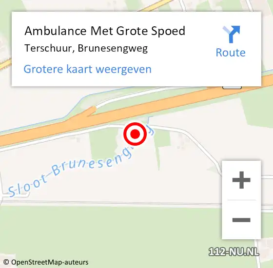 Locatie op kaart van de 112 melding: Ambulance Met Grote Spoed Naar Terschuur, Brunesengweg op 17 oktober 2017 01:25