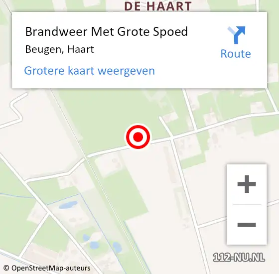 Locatie op kaart van de 112 melding: Brandweer Met Grote Spoed Naar Beugen, Haart op 17 oktober 2017 01:47