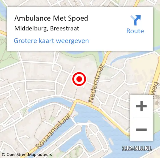 Locatie op kaart van de 112 melding: Ambulance Met Spoed Naar Middelburg, Breestraat op 17 oktober 2017 02:50