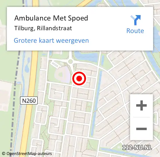 Locatie op kaart van de 112 melding: Ambulance Met Spoed Naar Tilburg, Rillandstraat op 17 oktober 2017 05:57