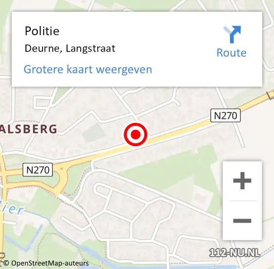 Locatie op kaart van de 112 melding: Politie Deurne, Langstraat op 17 oktober 2017 07:04