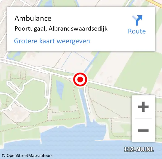 Locatie op kaart van de 112 melding: Ambulance Poortugaal, Albrandswaardsedijk op 17 oktober 2017 08:40