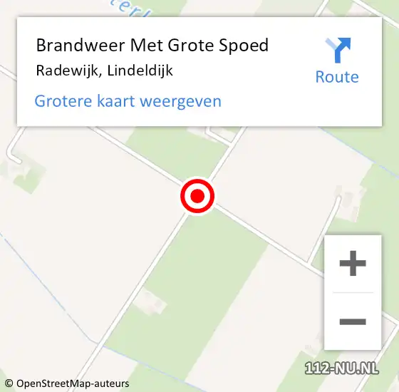 Locatie op kaart van de 112 melding: Brandweer Met Grote Spoed Naar Radewijk, Lindeldijk op 4 februari 2014 12:33