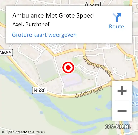 Locatie op kaart van de 112 melding: Ambulance Met Grote Spoed Naar Axel, Burchthof op 17 oktober 2017 10:05