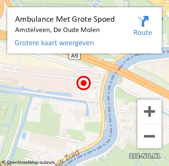 Locatie op kaart van de 112 melding: Ambulance Met Grote Spoed Naar Amstelveen, De Oude Molen op 17 oktober 2017 10:08