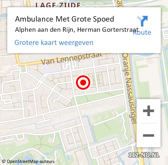 Locatie op kaart van de 112 melding: Ambulance Met Grote Spoed Naar Alphen aan den Rijn, Herman Gorterstraat op 17 oktober 2017 10:14