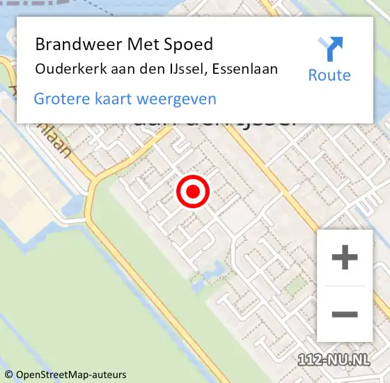 Locatie op kaart van de 112 melding: Brandweer Met Spoed Naar Ouderkerk aan den IJssel, Essenlaan op 17 oktober 2017 11:29