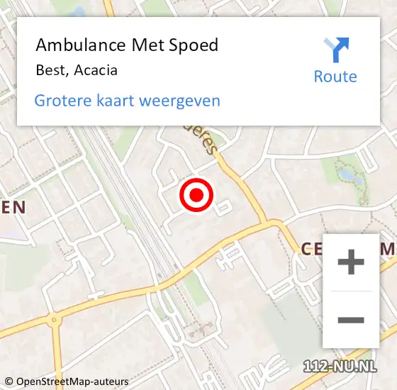 Locatie op kaart van de 112 melding: Ambulance Met Spoed Naar Best, Acacia op 17 oktober 2017 13:32