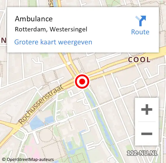 Locatie op kaart van de 112 melding: Ambulance Rotterdam, Westersingel op 17 oktober 2017 13:39