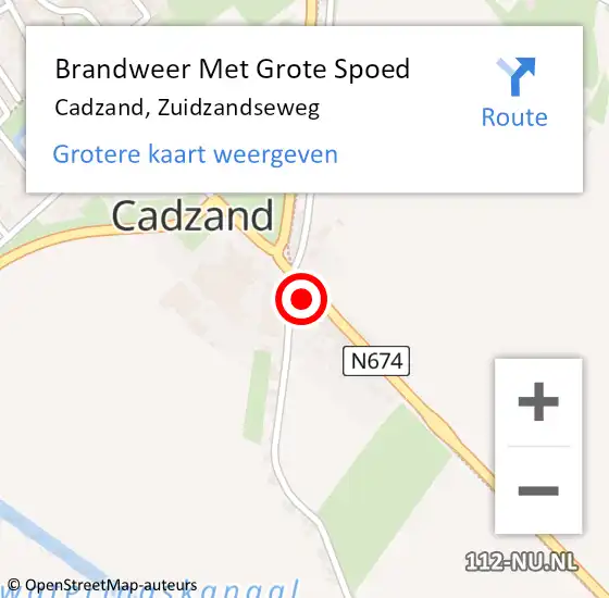 Locatie op kaart van de 112 melding: Brandweer Met Grote Spoed Naar Cadzand, Zuidzandseweg op 17 oktober 2017 13:40