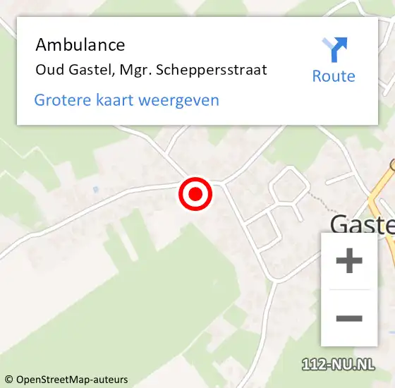 Locatie op kaart van de 112 melding: Ambulance Oud Gastel, Mgr. Scheppersstraat op 17 oktober 2017 13:52