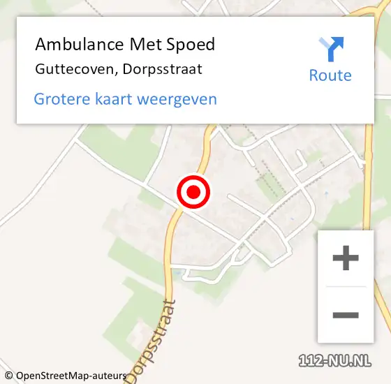 Locatie op kaart van de 112 melding: Ambulance Met Spoed Naar Guttecoven, Dorpsstraat op 4 februari 2014 13:08