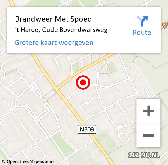 Locatie op kaart van de 112 melding: Brandweer Met Spoed Naar 't Harde, Oude Bovendwarsweg op 17 oktober 2017 14:26