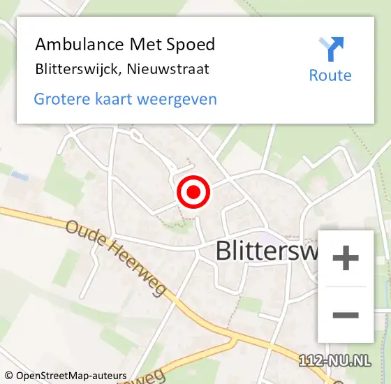 Locatie op kaart van de 112 melding: Ambulance Met Spoed Naar Blitterswijck, Nieuwstraat op 17 oktober 2017 14:28