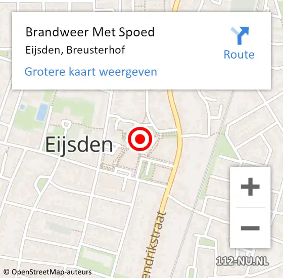 Locatie op kaart van de 112 melding: Brandweer Met Spoed Naar Eijsden, Breusterhof op 17 oktober 2017 14:30