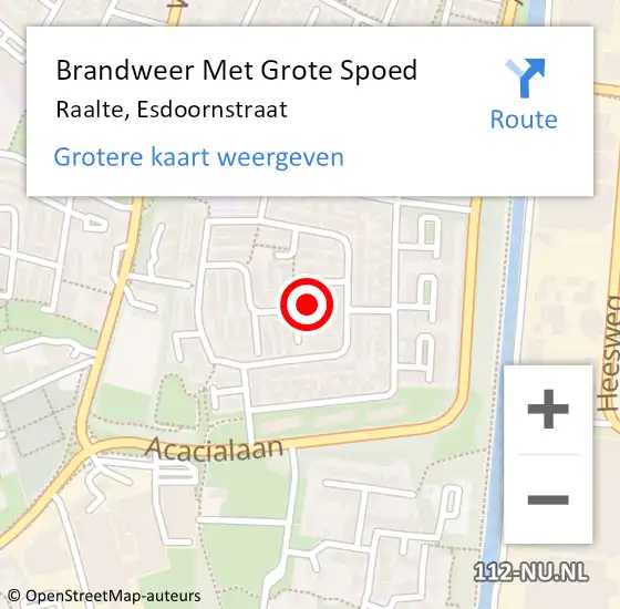 Locatie op kaart van de 112 melding: Brandweer Met Grote Spoed Naar Raalte, Esdoornstraat op 17 oktober 2017 14:46