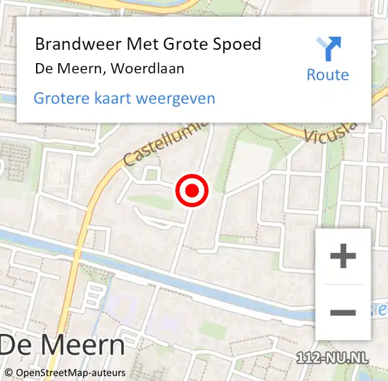 Locatie op kaart van de 112 melding: Brandweer Met Grote Spoed Naar De Meern, Woerdlaan op 17 oktober 2017 15:51