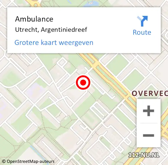 Locatie op kaart van de 112 melding: Ambulance Utrecht, Argentiniedreef op 17 oktober 2017 16:03