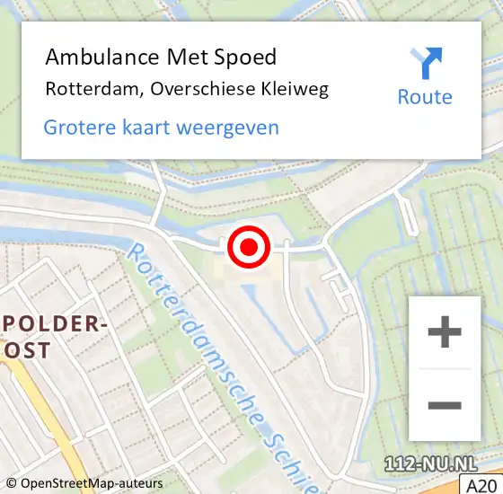 Locatie op kaart van de 112 melding: Ambulance Met Spoed Naar Rotterdam, Overschiese Kleiweg op 17 oktober 2017 16:52