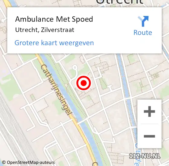 Locatie op kaart van de 112 melding: Ambulance Met Spoed Naar Utrecht, Zilverstraat op 17 oktober 2017 17:29