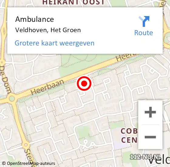 Locatie op kaart van de 112 melding: Ambulance Veldhoven, Het Groen op 17 oktober 2017 17:31