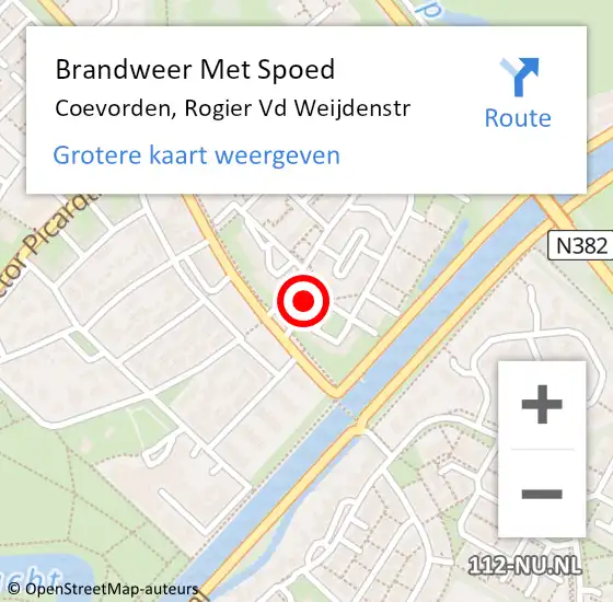 Locatie op kaart van de 112 melding: Brandweer Met Spoed Naar Coevorden, Rogier Vd Weijdenstr op 17 oktober 2017 18:45