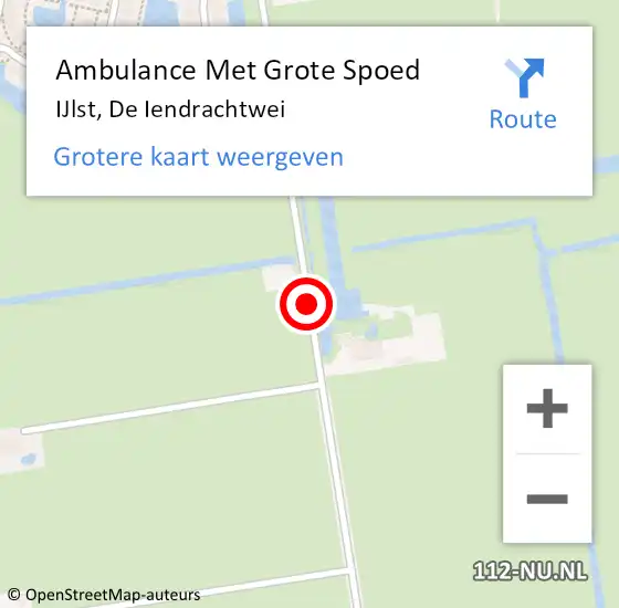 Locatie op kaart van de 112 melding: Ambulance Met Grote Spoed Naar IJlst, De Iendrachtwei op 17 oktober 2017 19:36