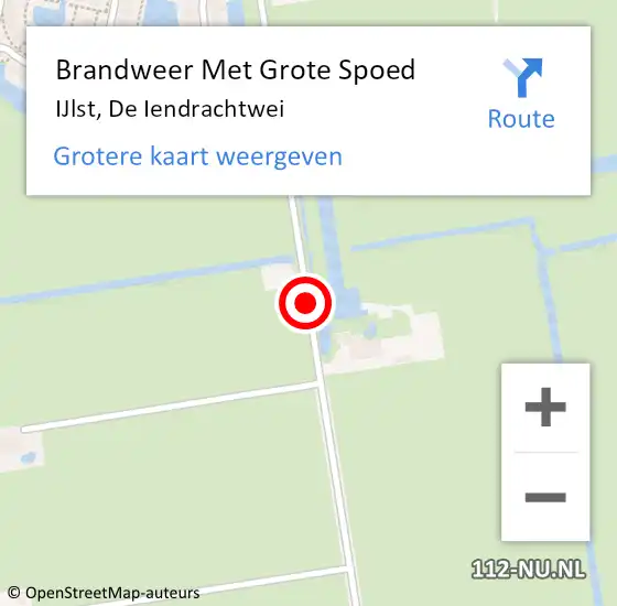 Locatie op kaart van de 112 melding: Brandweer Met Grote Spoed Naar IJlst, De Iendrachtwei op 17 oktober 2017 19:36