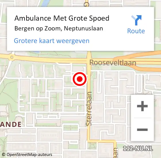 Locatie op kaart van de 112 melding: Ambulance Met Grote Spoed Naar Bergen op Zoom, Neptunuslaan op 17 oktober 2017 20:05