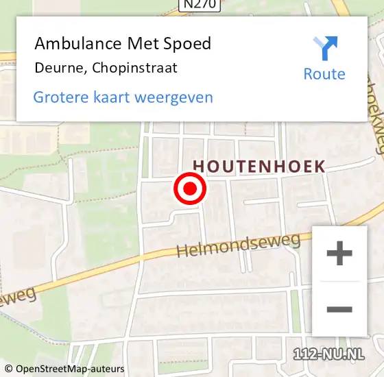 Locatie op kaart van de 112 melding: Ambulance Met Spoed Naar Deurne, Chopinstraat op 17 oktober 2017 20:06