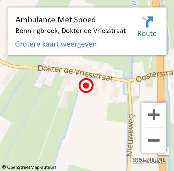 Locatie op kaart van de 112 melding: Ambulance Met Spoed Naar Benningbroek, Dokter de Vriesstraat op 17 oktober 2017 20:25