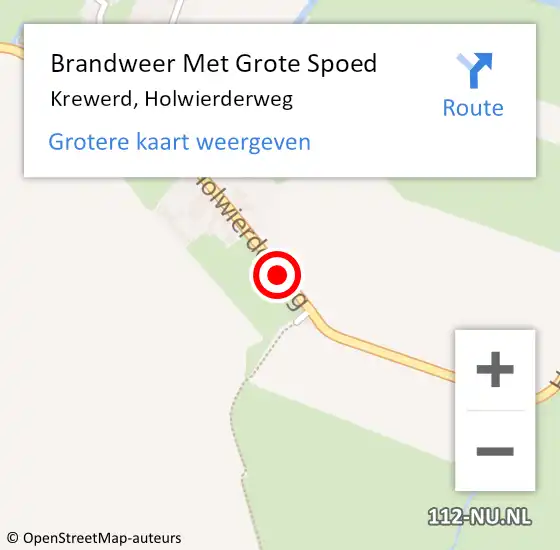 Locatie op kaart van de 112 melding: Brandweer Met Grote Spoed Naar Krewerd, Holwierderweg op 17 oktober 2017 21:06