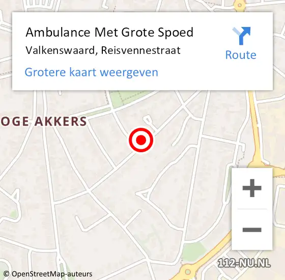 Locatie op kaart van de 112 melding: Ambulance Met Grote Spoed Naar Valkenswaard, Reisvennestraat op 17 oktober 2017 22:03