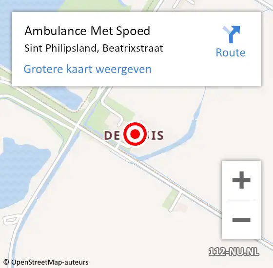 Locatie op kaart van de 112 melding: Ambulance Met Spoed Naar Sint Philipsland, Beatrixstraat op 17 oktober 2017 22:20