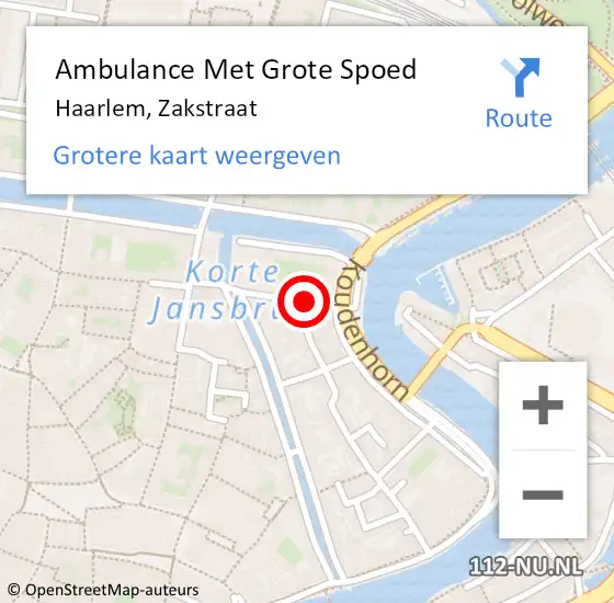 Locatie op kaart van de 112 melding: Ambulance Met Grote Spoed Naar Haarlem, Zakstraat op 17 oktober 2017 22:27